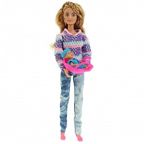 Кукла – София с ребенком в переноске, аксессуары (Карапуз, 66472B-S-BB)