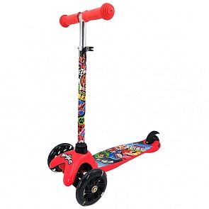 Детский трёхколёсный самокат Леди Баг и Супер-Кот со светом управление наклоном (Lady Bug, S00022-LBG)