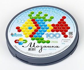 Мозаика круглая шестигранная, 100 элементов в пластиковой коробке (Десятое королевство, 02074ДК)