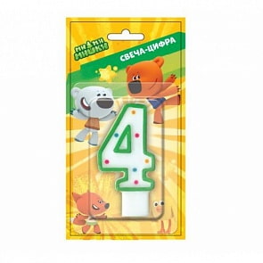 Свеча-цифра 4 серии Мимимишки, на блистере (Веселый Праздник, SVC-4-MMMsim)