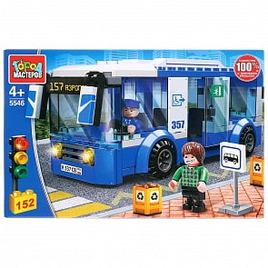 Конструктор - Автобус, с фигурками, 152 детали (Город мастеров, 5546-KK)