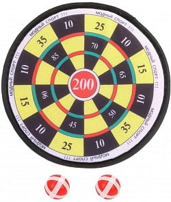 Дартс детский 25 см с 2 шариками на липучке (Наша игрушка, B001-25A)