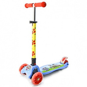 Самокат 3-колесный складной из серии Щенячий патруль с алюминиевым корпусом, полиуретановыми светящимися колесами 120 и 80 мм. (S103PPLsim)
