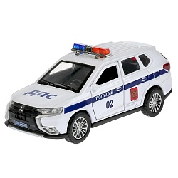 Машина металлическая Mitsubishi Outlander Полиция 12 см, открываются двери, инерция, белая (Технопарк, OUTLANDER-12POL-WH) - миниатюра