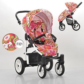 Детская прогулочная коляска Rainbow, шасси белая/BIA, цвет - FIO1 (Bebetto, WB120_FIO1)