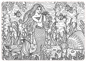 Коврик-раскраска большой – Русалка, размер 68 х 48 см. (ЯиГрушка, 59885st)