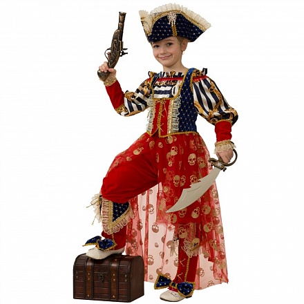 Костюм Бал-маскарад - Пиратка Морская, размер 128 
