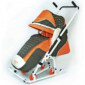 Санки-коляска Скользяшки – Мозаика, цвет оливковый-оранжевый-светло-бежевый (RT, 6157RT)