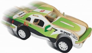 Модель деревянная сборная – Спорткупе, с механизмом (Wooden Toys, HL001A)