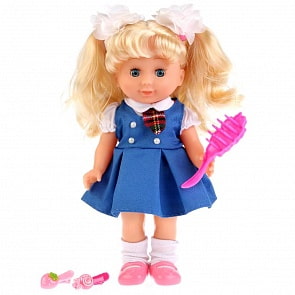 Интерактивная кукла - Школьница, 25 см, 100 фраз, песня Волшебный цветок (Карапуз, POLI-10-C-RU)