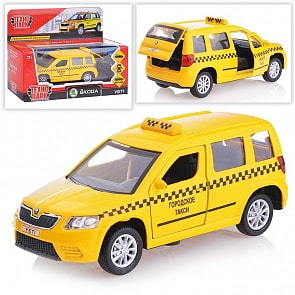 Машина металлическая инерционная Skoda Yeti Такси, открываются двери и багажник, 12 см (Технопарк, YETI-T)