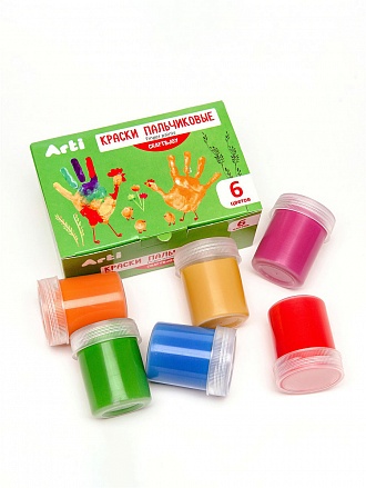 Краски гуашевые пальчиковые - Craft and joy, 6 цветов 