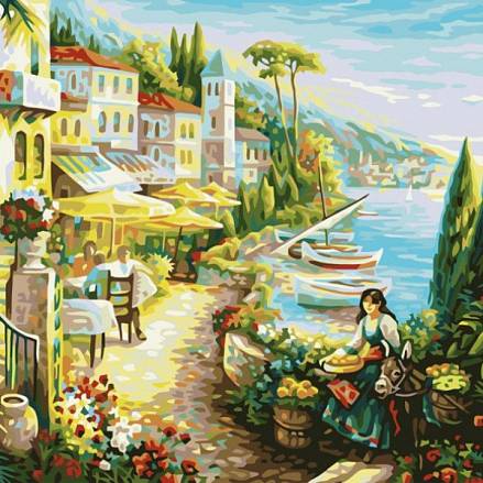 Раскраски по номерам - Картина "Итальянский городок" 