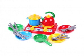 Кухня - Галинка №7, плита, чайник, тарелки (Технок, Т2179)