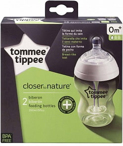 Набор из 2 бутылочек для кормления с усиленным антиколиковым клапаном и индикатором температуры, 260 мл (Tommee Tippee, 42252541st)