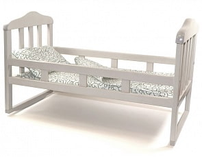 Кроватка деревянная для куклы большая, белая (Десятое королевство, 02716ДК)