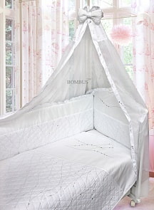 Комплект в кроватку – Серебряные сны, 6 предметов, белый (Bombus, BOM_1611)