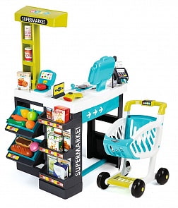 Магазин супермаркет с тележкой, звук, синий (Smoby, 350206)