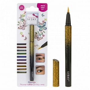 Шиммер-подводка для глаз и тату KissТочка 2 в 1, золотой (Lukky, Т18955)