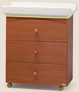 Комод с пеленальным матрасиком и ванночкой, вишня (Mibb, 133P)
