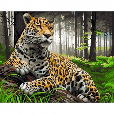 Рисование по номерам на холсте - Леопард в лесу 