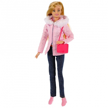 Кукла – София, 29 см в джинсах и пуховике 