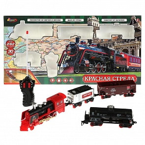 Железная дорога на р/у - Красная стрела, с дымом, свет и звук, 282 см (Играем вместе, B1493199-R)