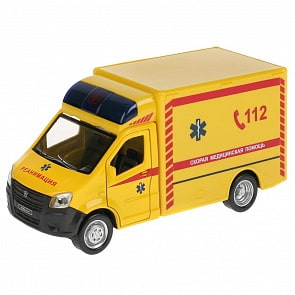 Инерционная металлическая машина ГАЗель - Next Реанимация, 15 см (Технопарк, NEXTREAN-15SL-YE)