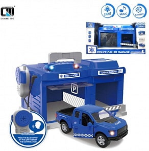 Игровой набор Гараж электронный, свет, звук, с металлической машиной и рацией (Наша игрушка, 200460559)