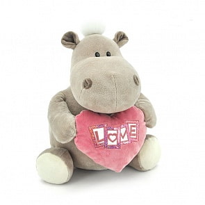Мягкая игрушка - Бегемот девочка с сердцем, 20 см. (Orange, OS090/20B)