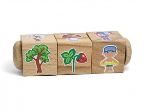 Кубики деревянные на оси - Времена года, 3 кубика (Десятое королевство, 02957ДК)