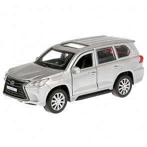 Машина металлическая Lexus LX-570, длина 12 см., открываются двери и багажник, инерционная, серебристая (Технопарк, LX570-SL)