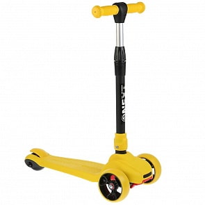 Самокат 3-х колесный желтый, складной, управляется наклоном, колёса Pu 120 и 80, регулируемый руль (Next, WX-001-YELLOW)