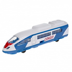 Экспресс-поезд 19 см, инерционный, открывающиеся двери, свет и звук (Технопарк, SB-16-75-WB-1)