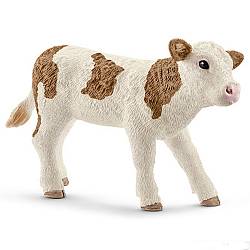 Игровая фигурка – Симментальский теленок (Schleich, 13802k) - миниатюра