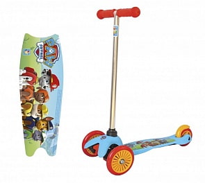 Самокат из серии Щенячий патруль, управляется наклоном, PVC колеса 125 и 100 мм., алюминиевый руль и дека из нейлона (1toy, Т10001)