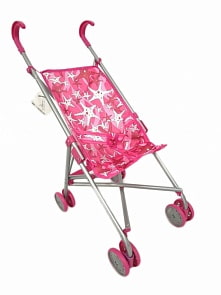 Коляска-трость для кукол Красотка, бело-красный принт (1Toy, Т57311)