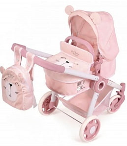 Коляска-трансформер для кукол с рюкзаком 3 в 1 - Литл Пет, 70 см (DeCuevas, 80539)