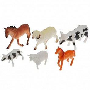 Фигурки из пластизоля - Домашние животные мамы и малыши, 3 по 17,5 см и 3 по 10 см (Играем Вместе, 830G) (ассортимент)