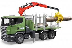 Лесовоз Bruder Scania с брёвнами и портативным краном (BRUDER, 03-524)