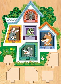 Деревянный пазл в рамке - Дерево-Теремок 2 (Wooden Toys, D112)