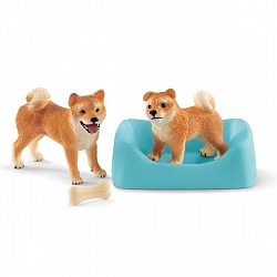 Самка сиба-ину со щенком (Schleich, 42479) - миниатюра