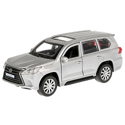 Машина металлическая Lexus LX-570, длина 12 см., открываются двери и багажник, инерционная, серебристая (Технопарк, LX570-SL) - миниатюра