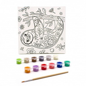 Раскраска на холсте - Цветочный ленивец, 20 х 20 см (Развивашки, Р3001)