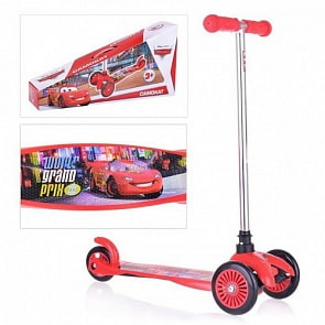 Самокат из серии Disney Тачки, управляется наклоном, PVC колеса 125 и 100 мм., алюминиевый руль и дека из нейлона (1toy, Т58415)