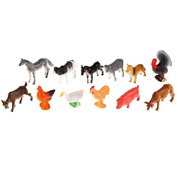 Набор из 12 фигурок - Домашние животные, 5 см (Играем Вместе, HB607-12) (ассортимент) - миниатюра