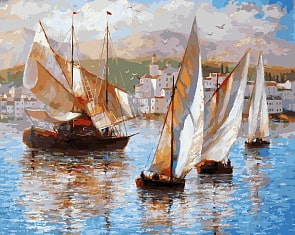 Раскраски по номерам - Картина Морская прогулка по Италии, 40 х 50 см. (Белоснежка, 033-AB)