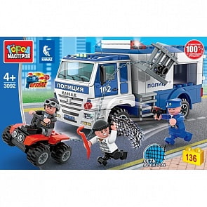 Конструктор Камаз: побег из полицейской машины, 136 деталей (Город мастеров, 3092-KK)