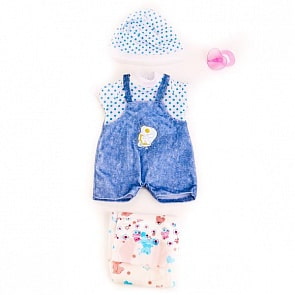 Одежда для кукол с аксессуарами – Шапочка, костюмчик, соска, памперс, голубые (Yale baby, BLC203Fsim)