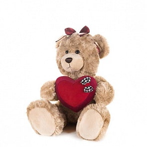 Мишка Моника с сердцем и бантиком на голове, 20 см (MaxiToys, MT-GU092018-1-20)